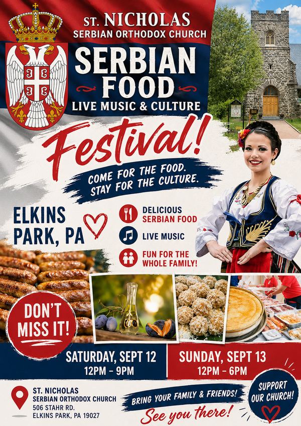 St. Nicholas Serbian Orthodox Church festival poster